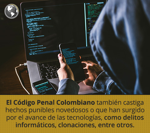 Identifica cuáles son los delitos comunes en Colombia y sus sanciones penales y administrativas. ¿Cuáles son los Delitos Comunes en Colombia? Hombre Cometiendo Delito Informático.